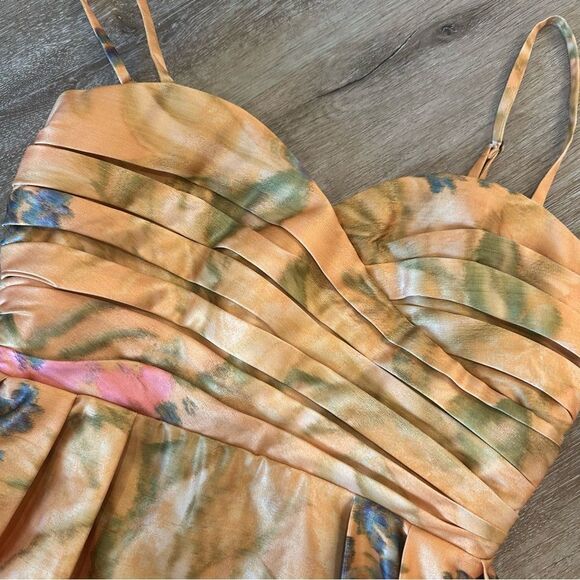 Anthropologie Botanica Dress by James Coviello Orange Watercolor size 2 - Picture 6 of 11
